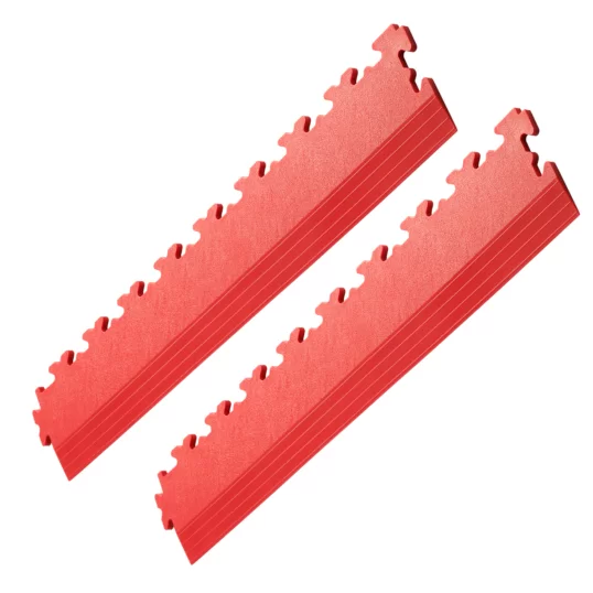 Two X-joint Ecotile ramp edges together, in red