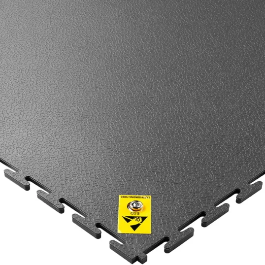 E500/7 T-Joint ESD floor tile in dark grey with grounding stud