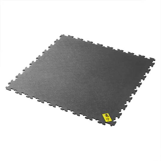 5mm thick ESD floor tile from above, with grounding stud for safe installation