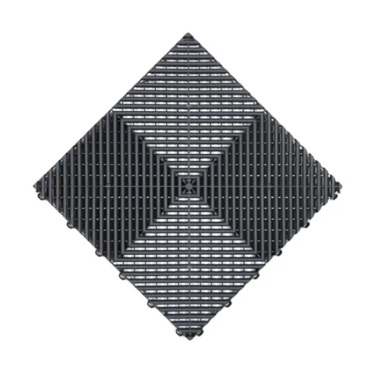 A Swisstrax Ribtrax Pro vented garage floor tile in Slate Grey
