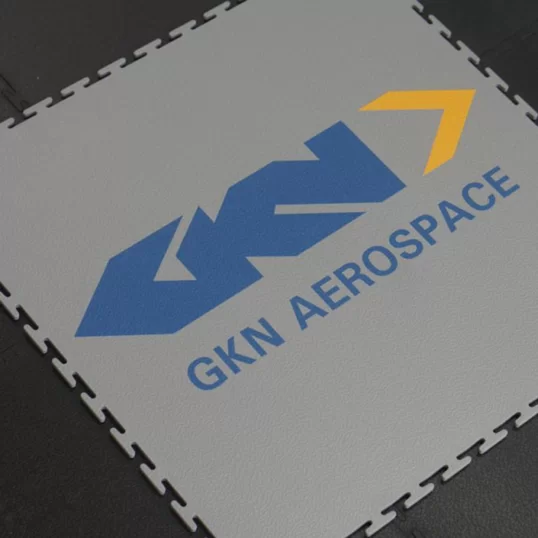 GKN aerospace printed across single floor tile